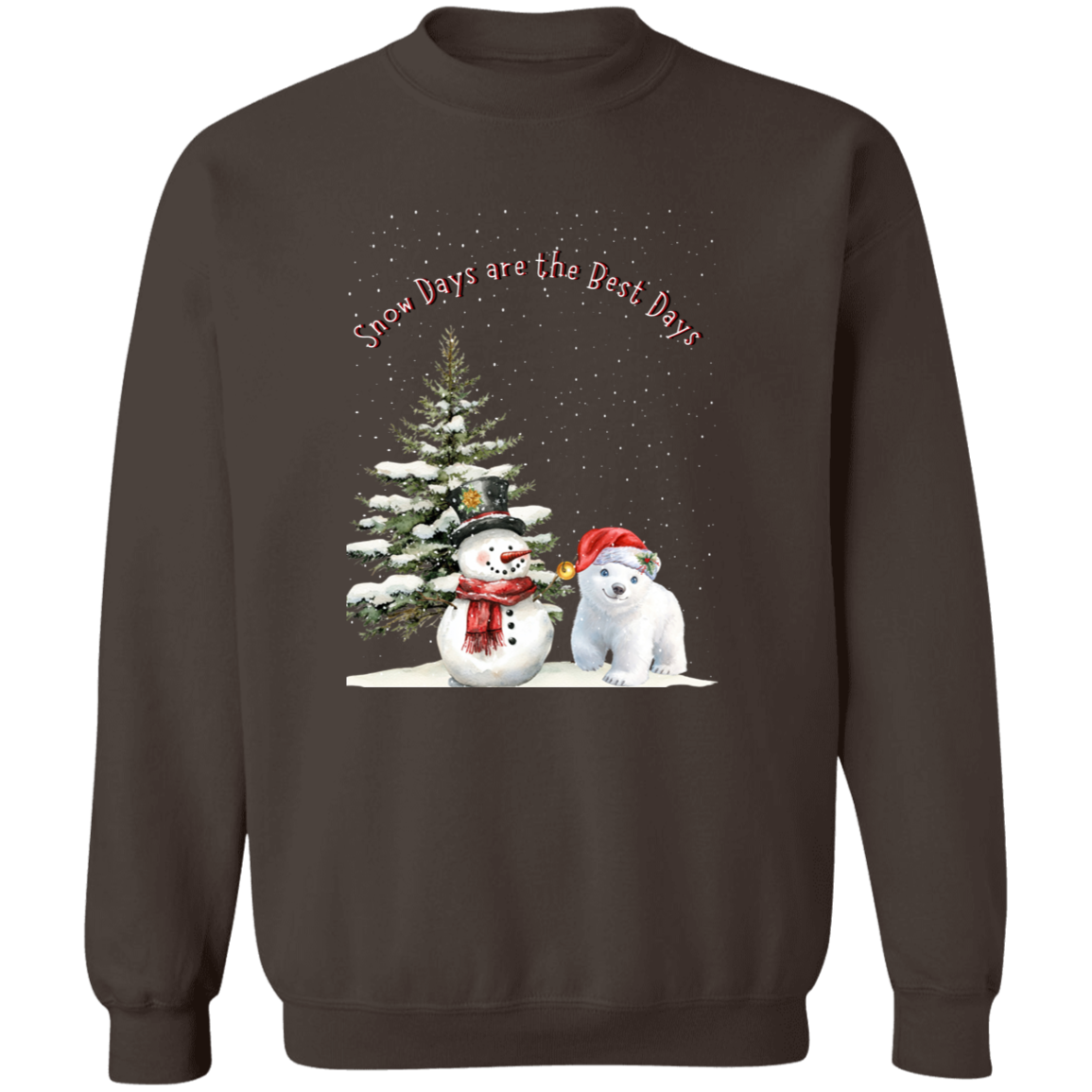 Snow Days Cute Jolly Snowman With Bear Cub Ladies Cozy Sweatshirt