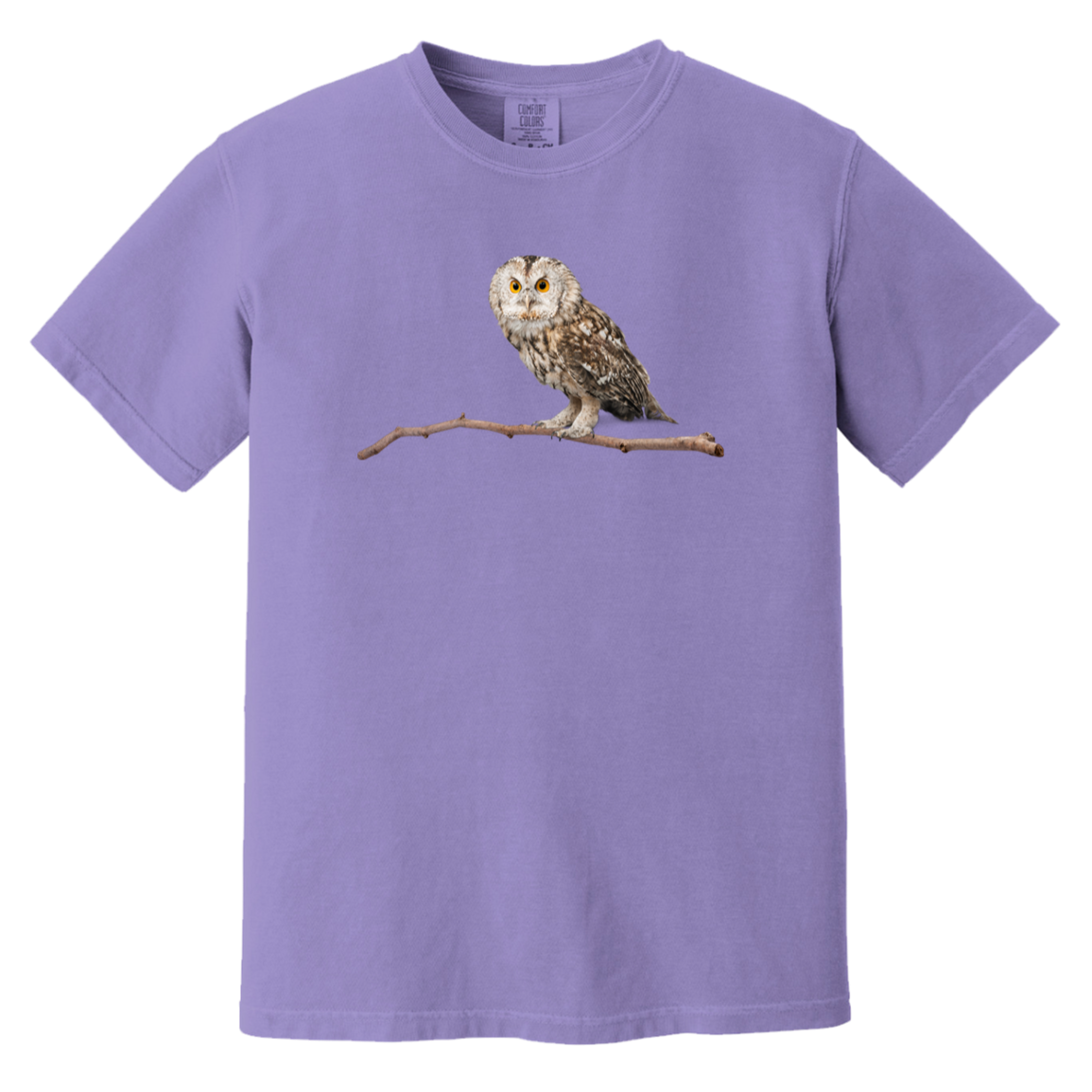 Owl on Branch Heavyweight Garment Dyed Comfort Colors Tshirts Fall Colors
