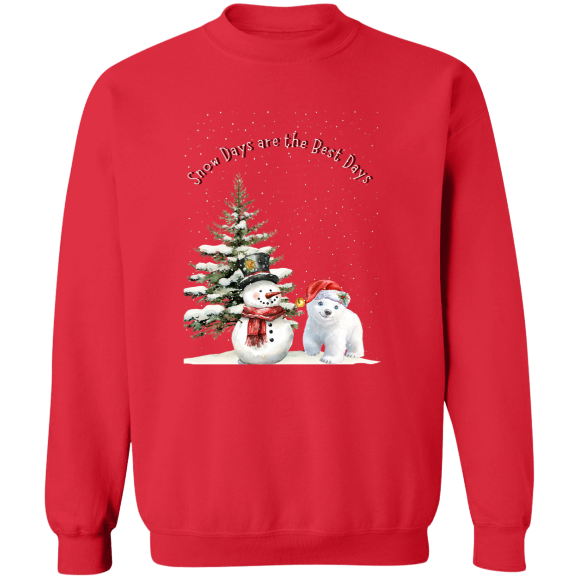 Snow Days Cute Jolly Snowman With Bear Cub Ladies Cozy Sweatshirt