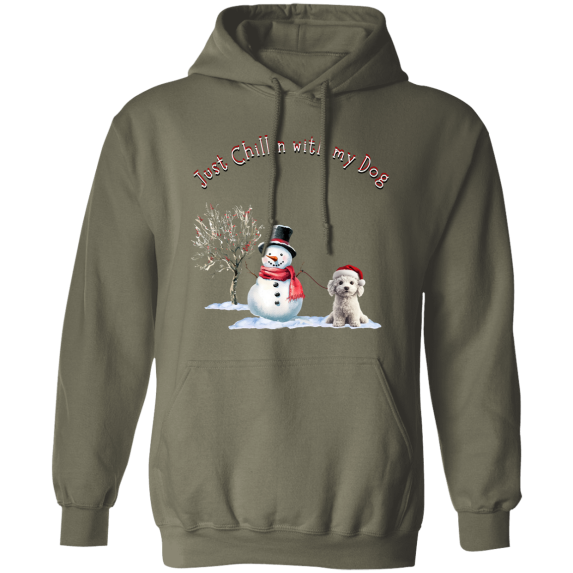 Just Chillin With my Dog Cute Snowman walking Dog, Ladies Cozy Pullover Hoodie