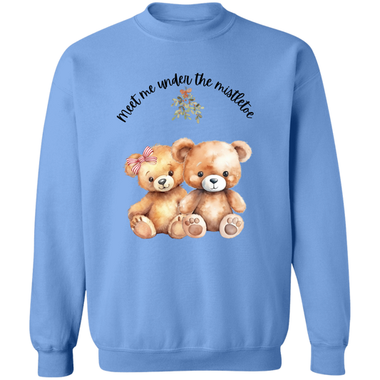 Teddy Bear Mistletoe Adorable Ladies Sweatshirt