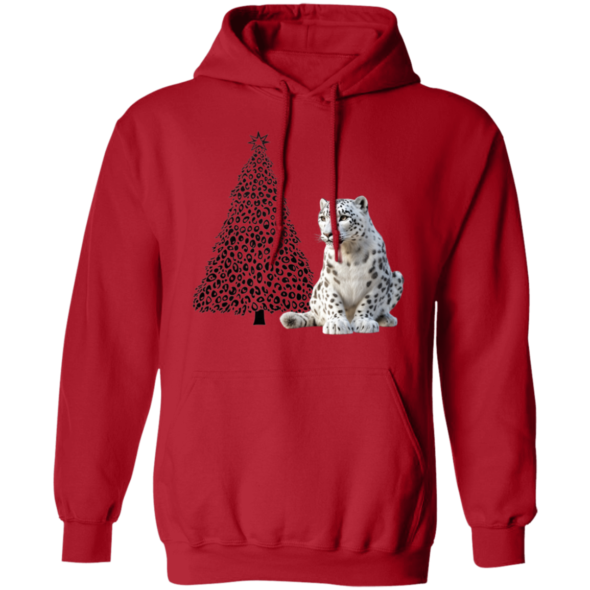 Leopard Print Christmas Tree with Snow Leopard CheetahPrint Ladies Cozy  Hoodie