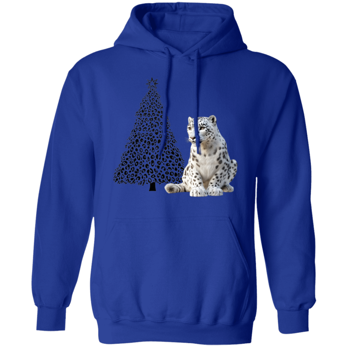 Leopard Print Christmas Tree with Snow Leopard CheetahPrint Ladies Cozy  Hoodie