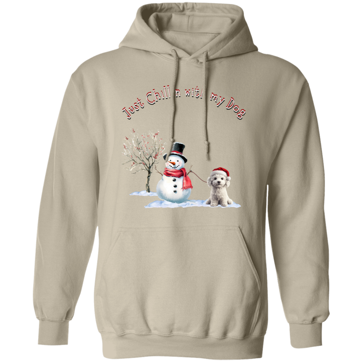 Just Chillin With my Dog Cute Snowman walking Dog, Ladies Cozy Pullover Hoodie