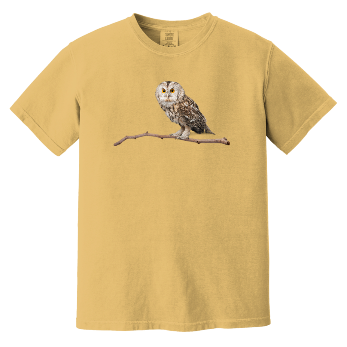 Owl on Branch Heavyweight Garment Dyed Comfort Colors Tshirts Fall Colors