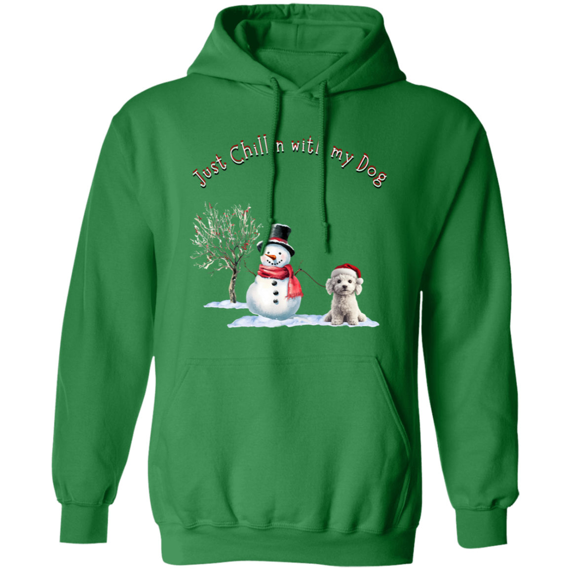 Just Chillin With my Dog Cute Snowman walking Dog, Ladies Cozy Pullover Hoodie