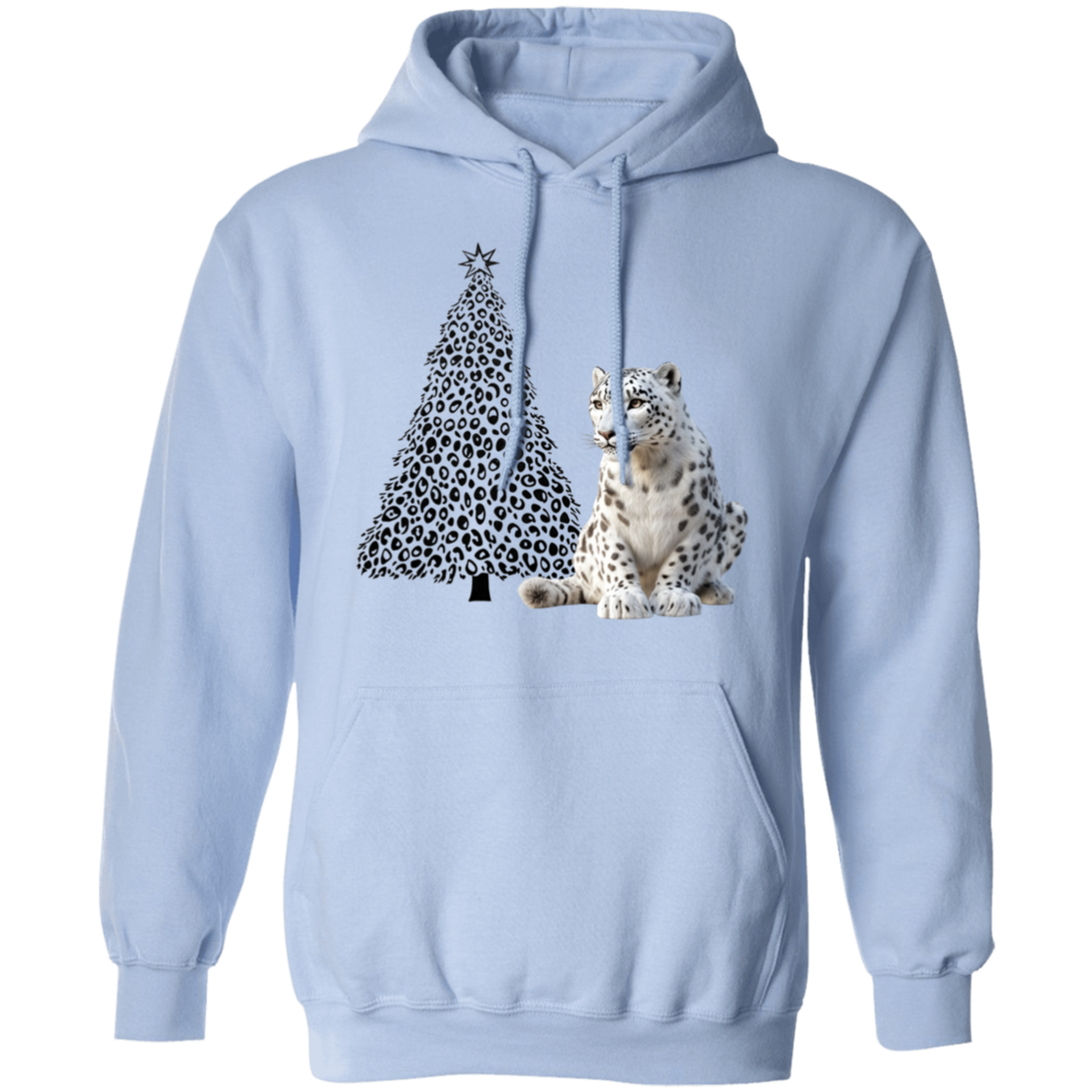 Leopard Print Christmas Tree with Snow Leopard CheetahPrint Ladies Cozy  Hoodie