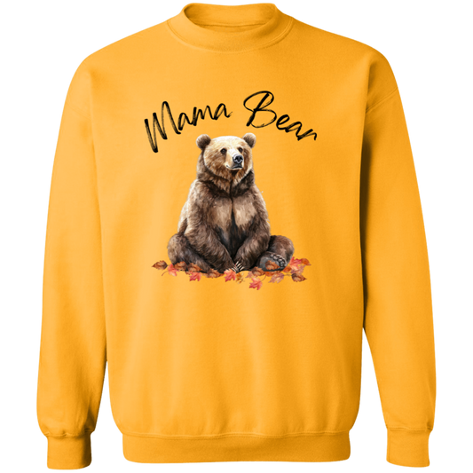 Mama Bear Sitting in Fall Leaves, Cozy Fall Sweatshirt, Choose your color