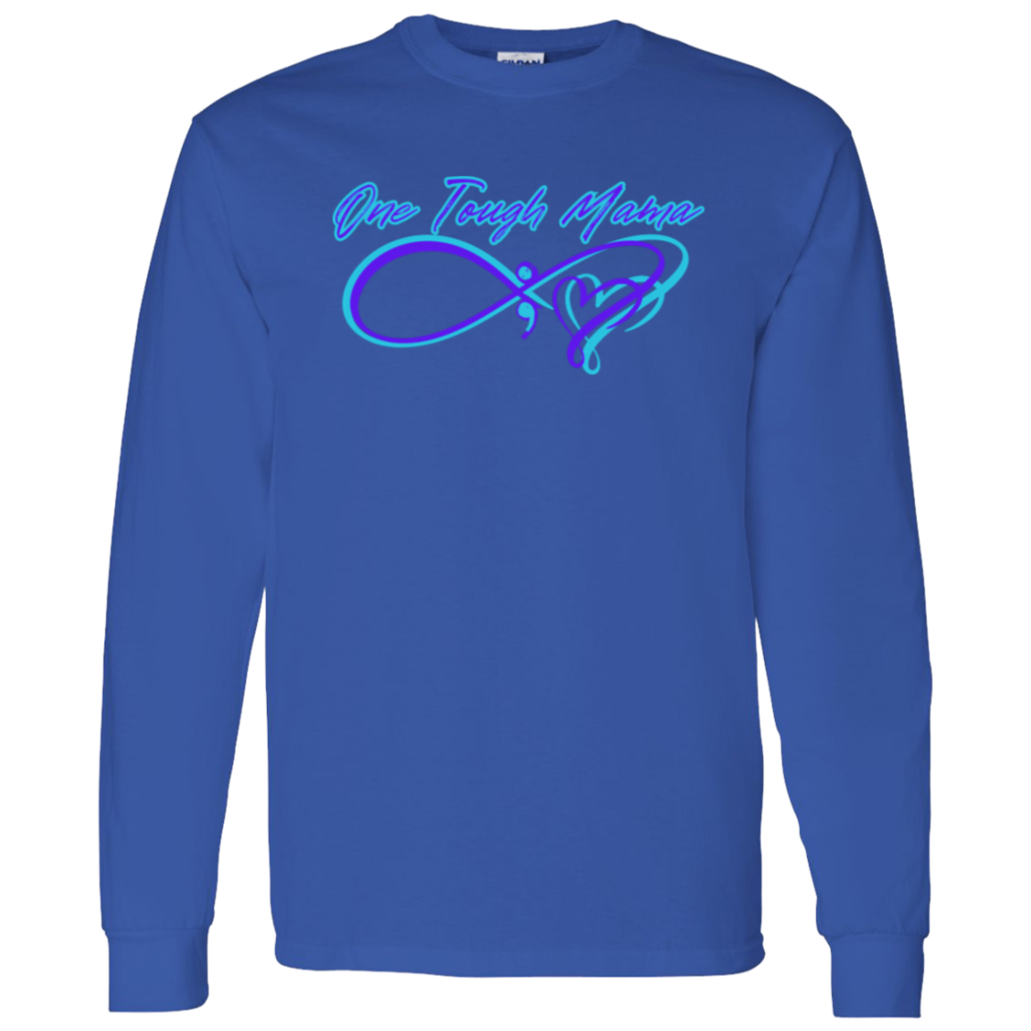 ONE TOUGH MAMA NEON BLUE LOGO SOFT L/S TSHIRT