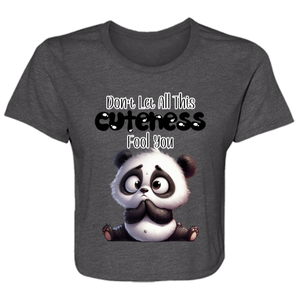 ADORABLE BABY PANDA CUTENESS LADIES FLOWY CROPPED TEE
