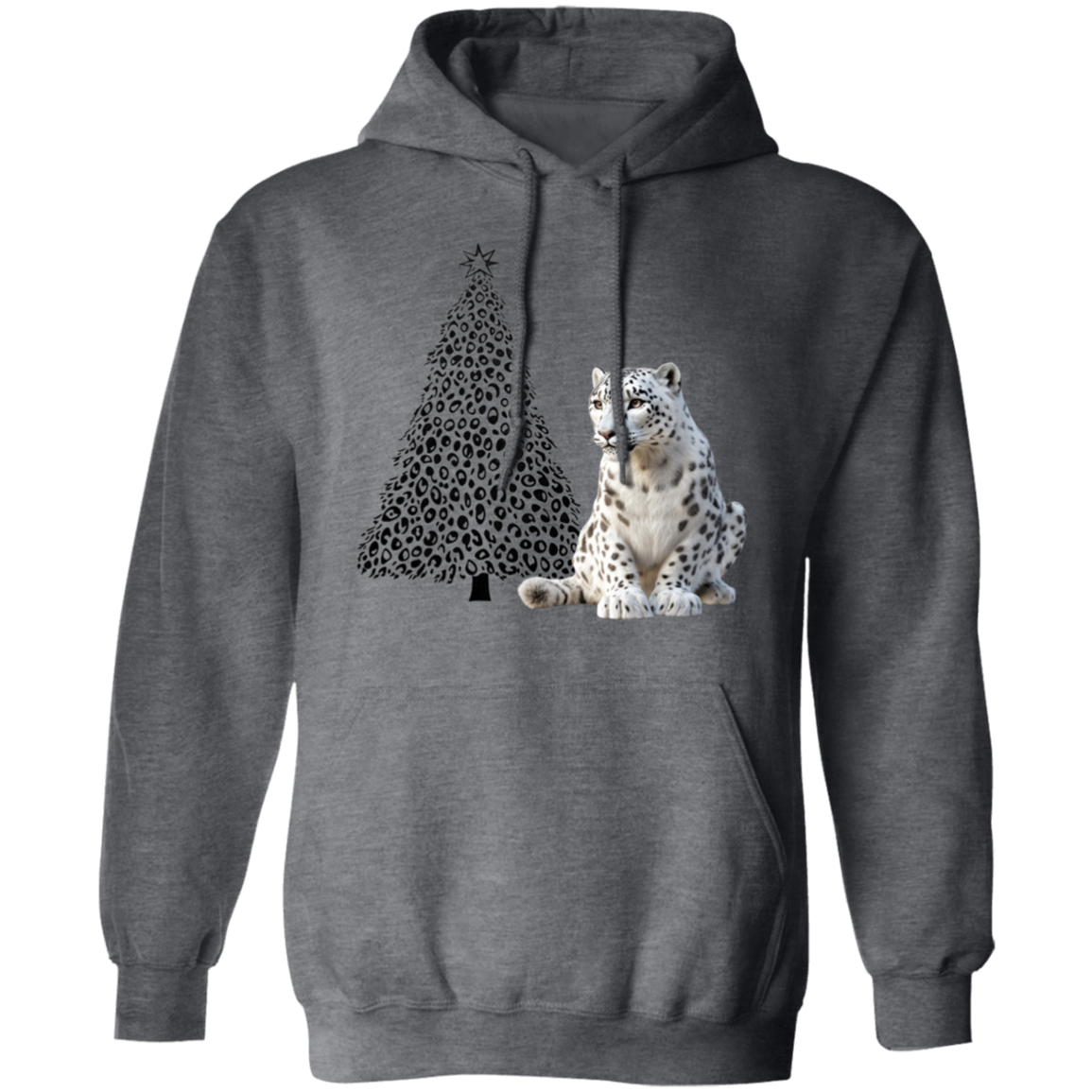 Leopard Print Christmas Tree with Snow Leopard CheetahPrint Ladies Cozy  Hoodie