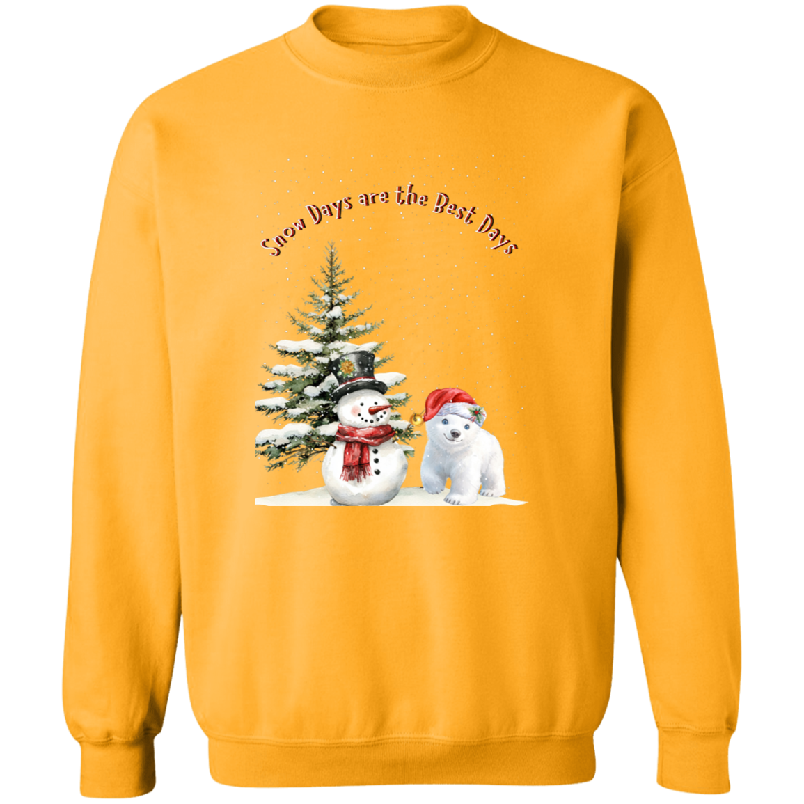 Snow Days Cute Jolly Snowman With Bear Cub Ladies Cozy Sweatshirt
