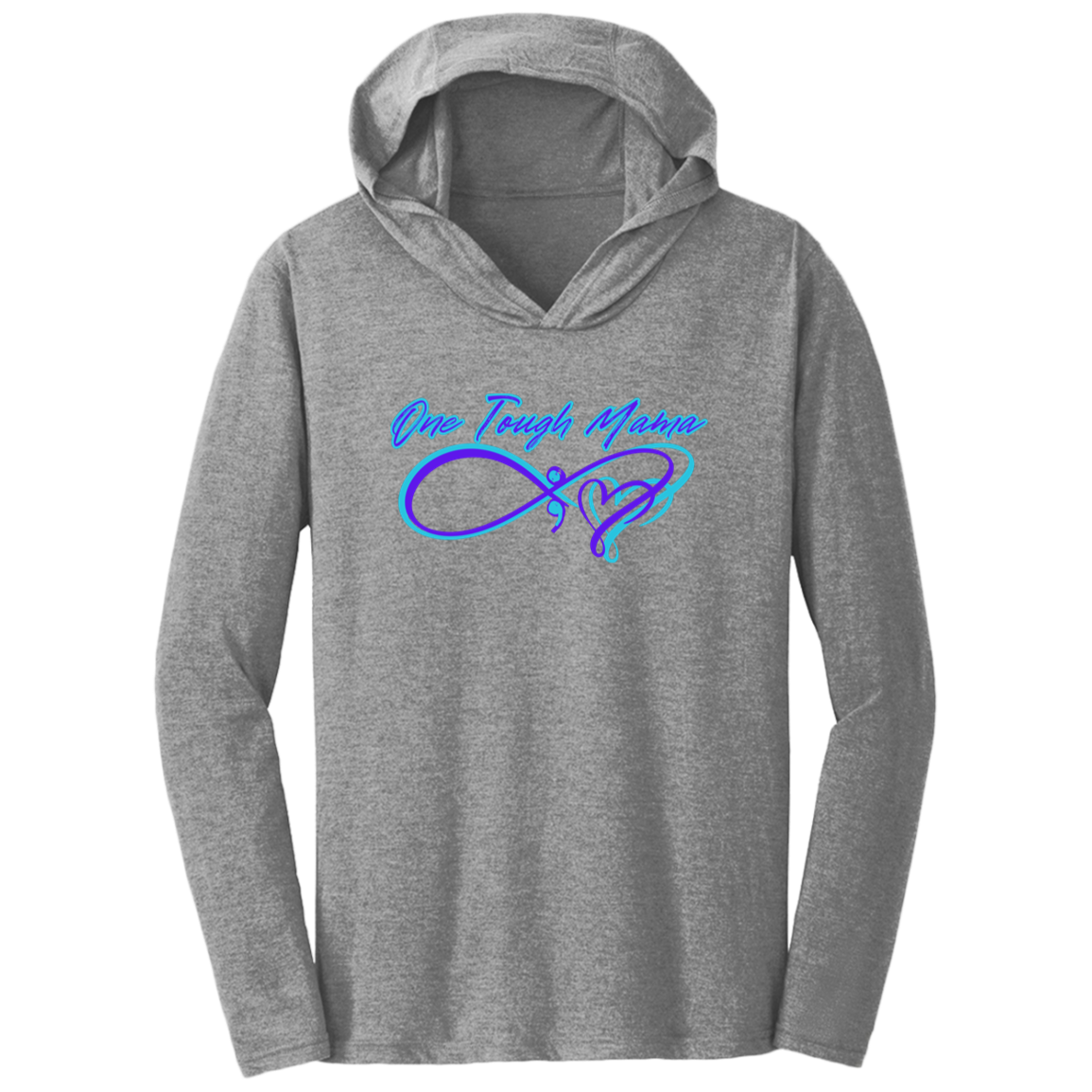 ONE TOUGH MAMA NEON BLUE SOFT L/S HOODED TEE
