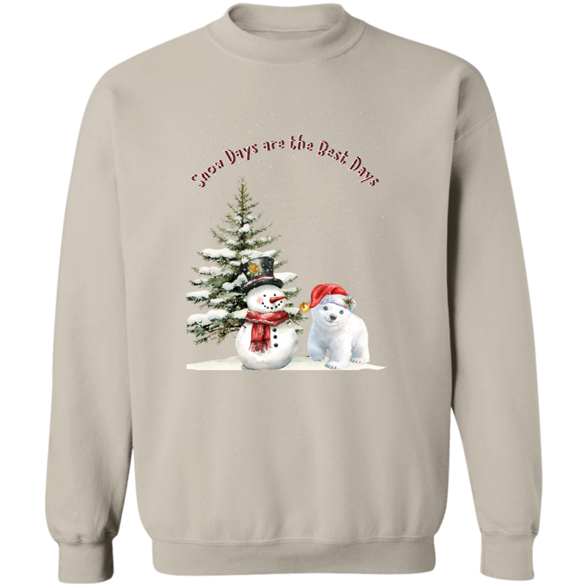 Snow Days Cute Jolly Snowman With Bear Cub Ladies Cozy Sweatshirt