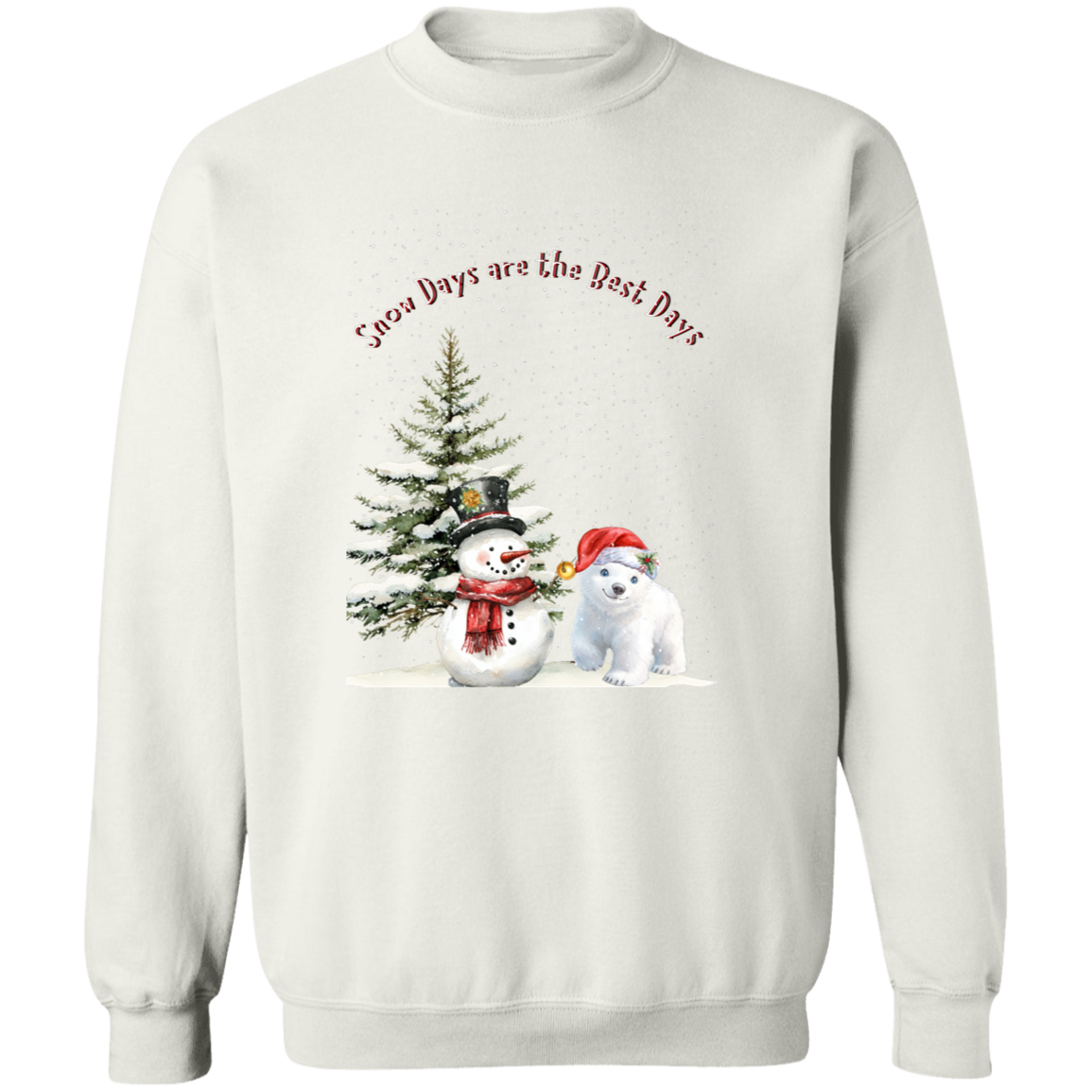 Snow Days Cute Jolly Snowman With Bear Cub Ladies Cozy Sweatshirt