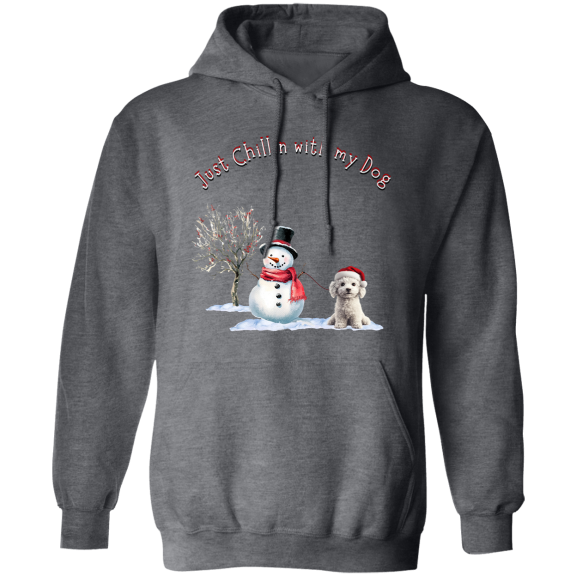 Just Chillin With my Dog Cute Snowman walking Dog, Ladies Cozy Pullover Hoodie