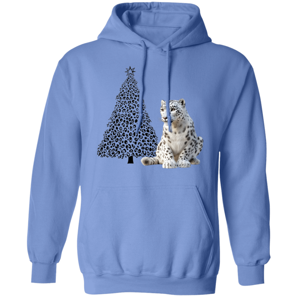 Leopard Print Christmas Tree with Snow Leopard CheetahPrint Ladies Cozy  Hoodie