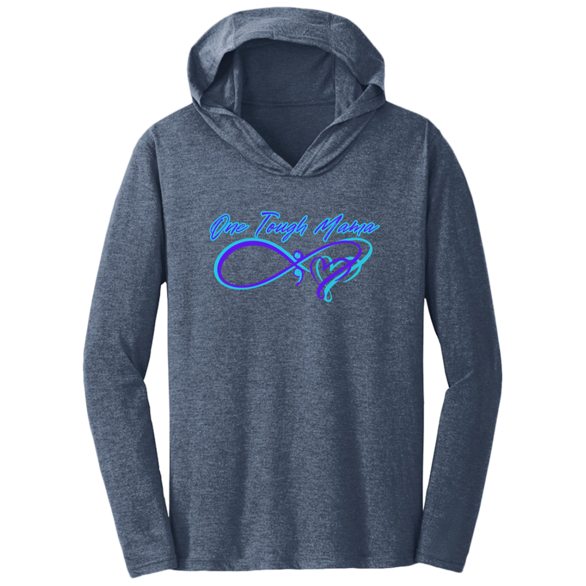 ONE TOUGH MAMA NEON BLUE SOFT L/S HOODED TEE