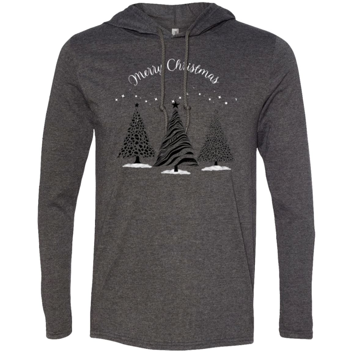 Merry Christmas Animal Print Trees With Snow Ladies Soft Long Sleeve T-Shirt Hoodie