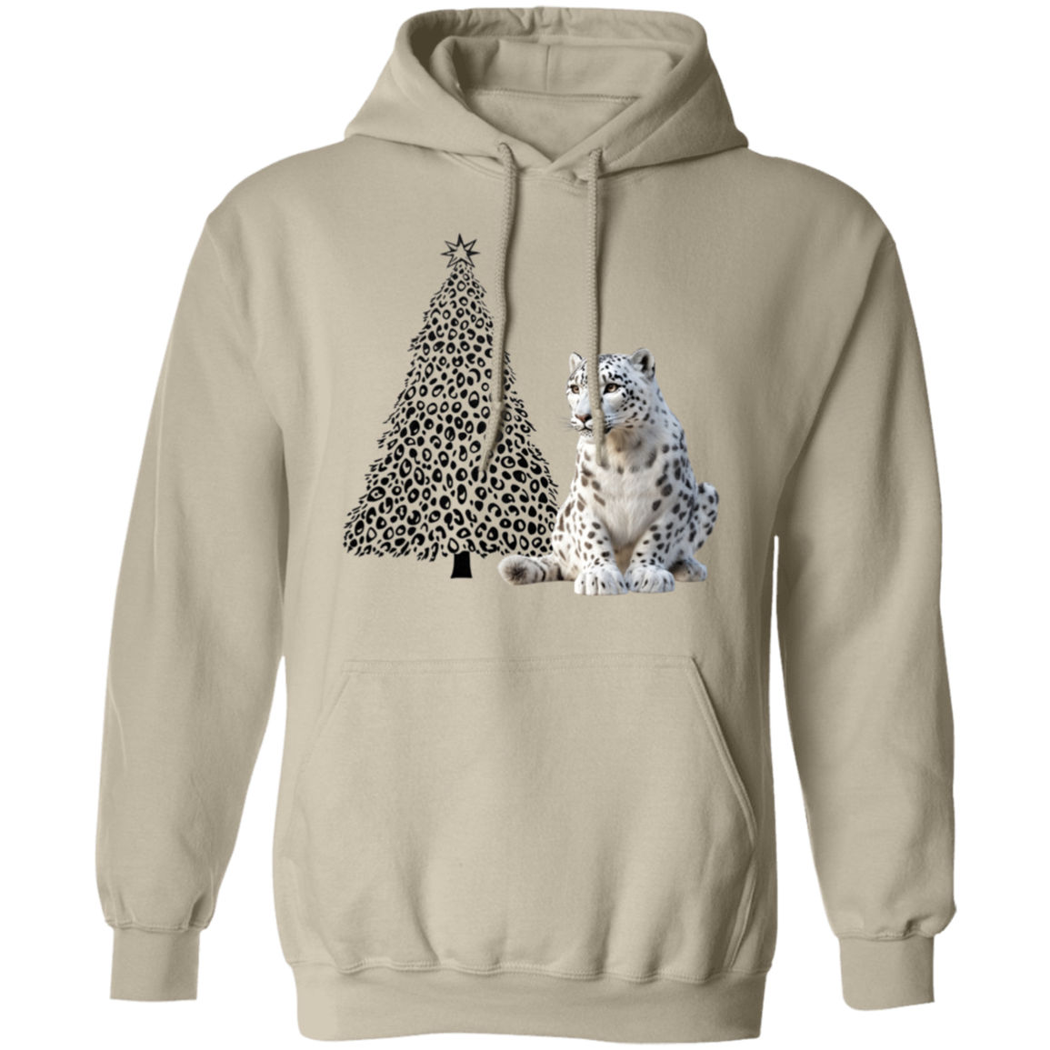 Leopard Print Christmas Tree with Snow Leopard CheetahPrint Ladies Cozy  Hoodie