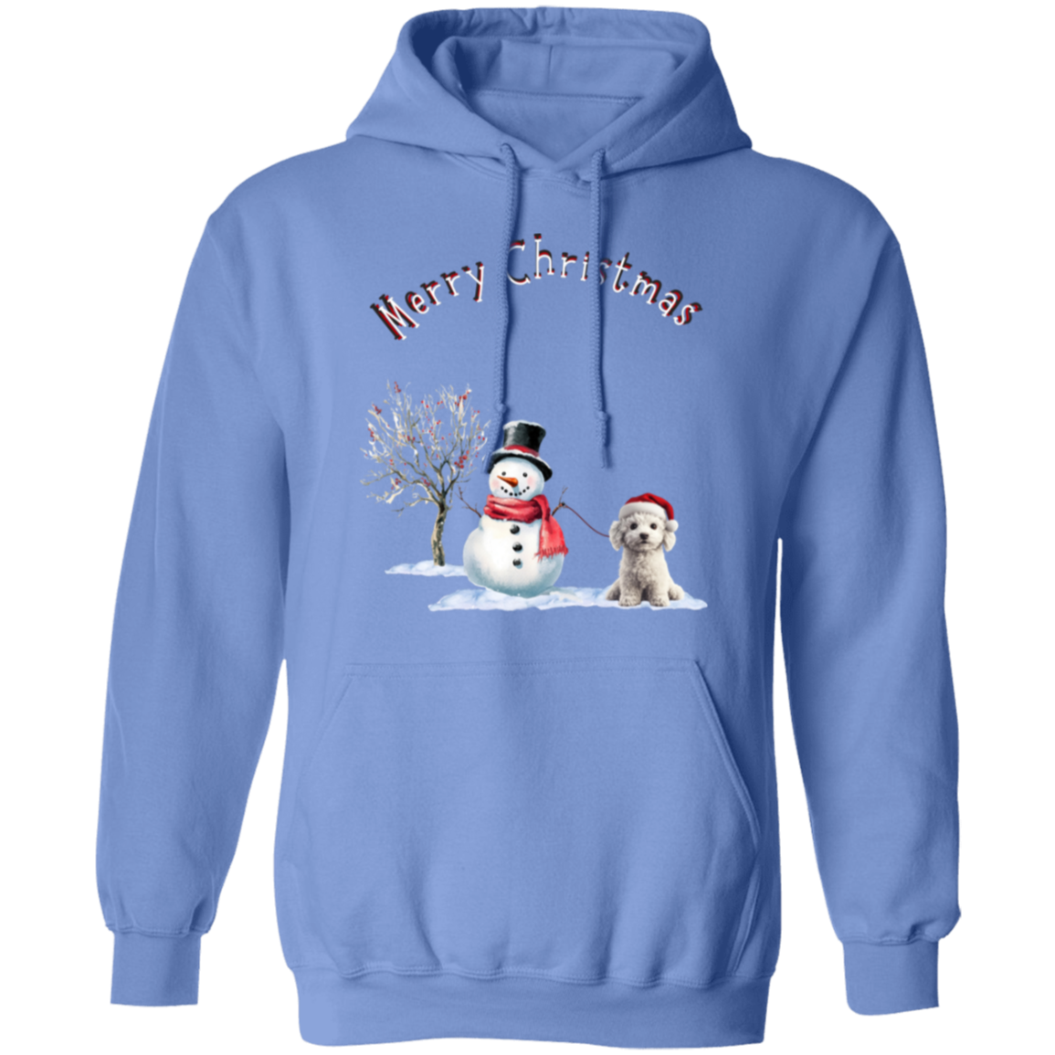 Merry Christmas Jolly Snowman Walking Dog Cozy Ladies Hoodie Choose your color