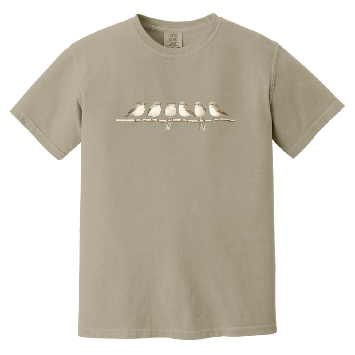 Cute Neutral Birds on Branch Fall Heavyweight Garment-Dyed Comfort Colors T-Shirt