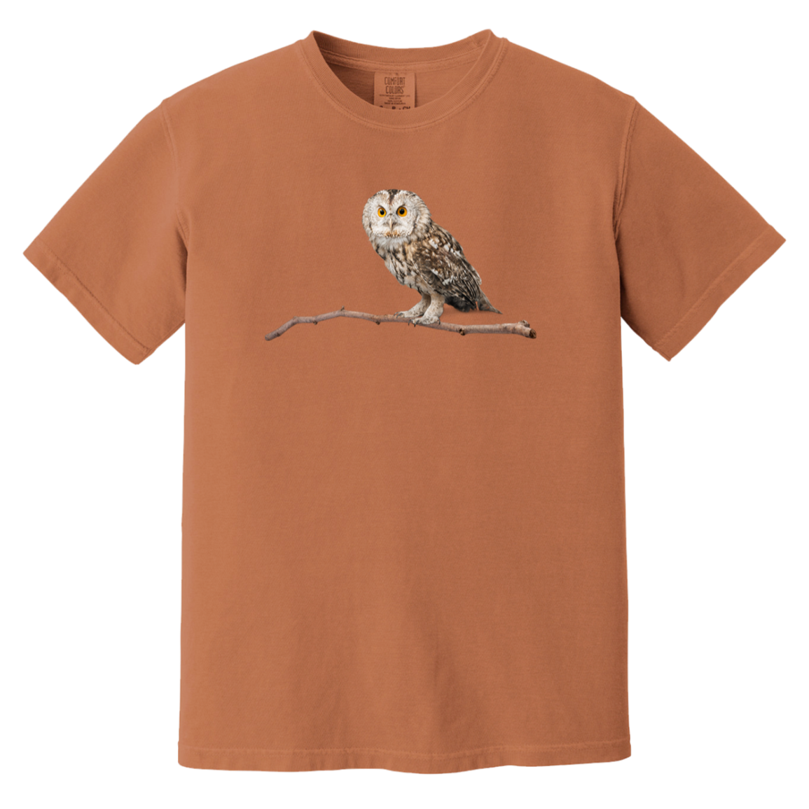Owl on Branch Heavyweight Garment Dyed Comfort Colors Tshirts Fall Colors