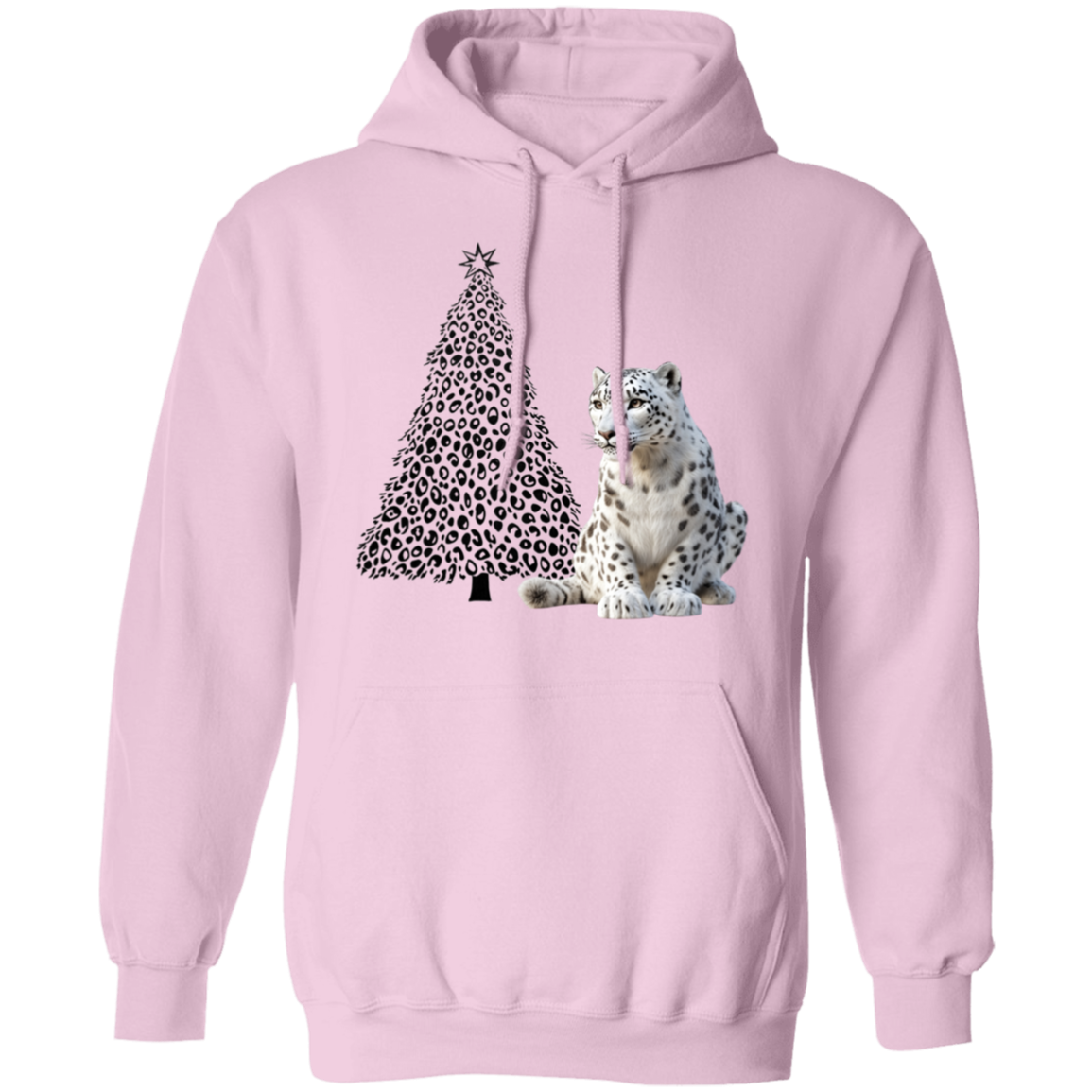 Leopard Print Christmas Tree with Snow Leopard CheetahPrint Ladies Cozy  Hoodie