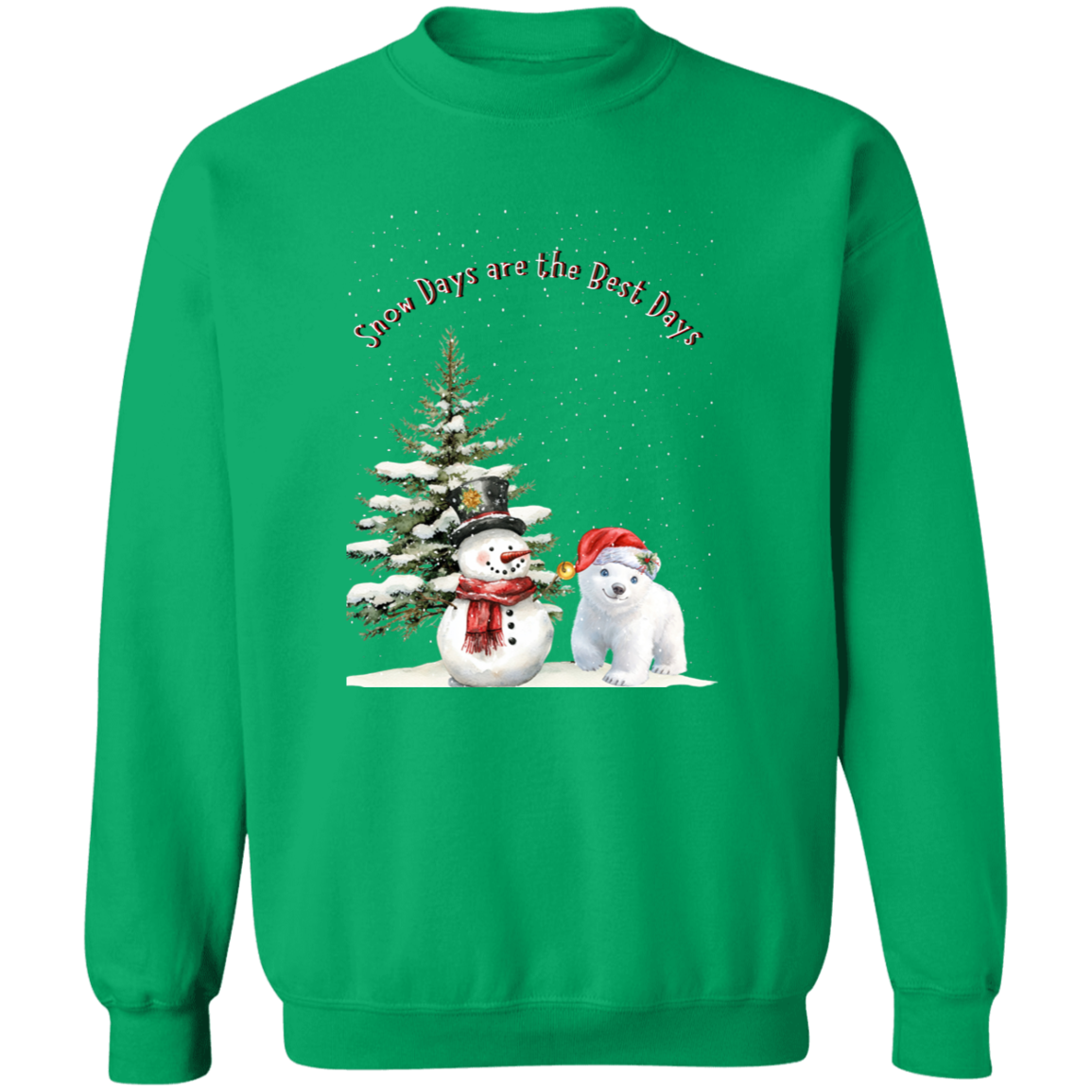 Snow Days Cute Jolly Snowman With Bear Cub Ladies Cozy Sweatshirt