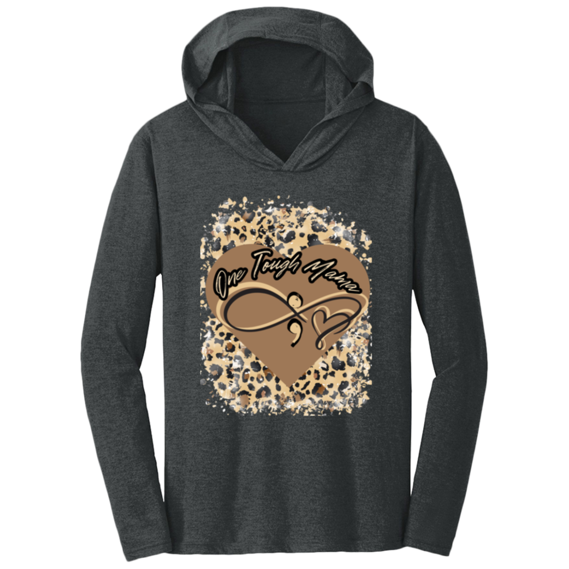 ONE TOUGH MAMA LEAPORD PRINT SOFT L/S HOODED LADIES TEE