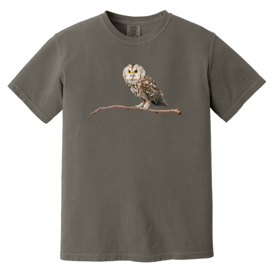 Owl on Branch Heavyweight Garment Dyed Comfort Colors Tshirts Fall Colors