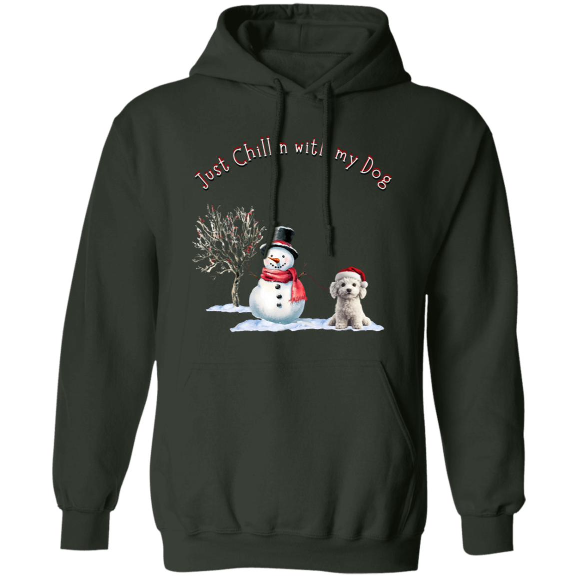 Just Chillin With my Dog Cute Snowman walking Dog, Ladies Cozy Pullover Hoodie