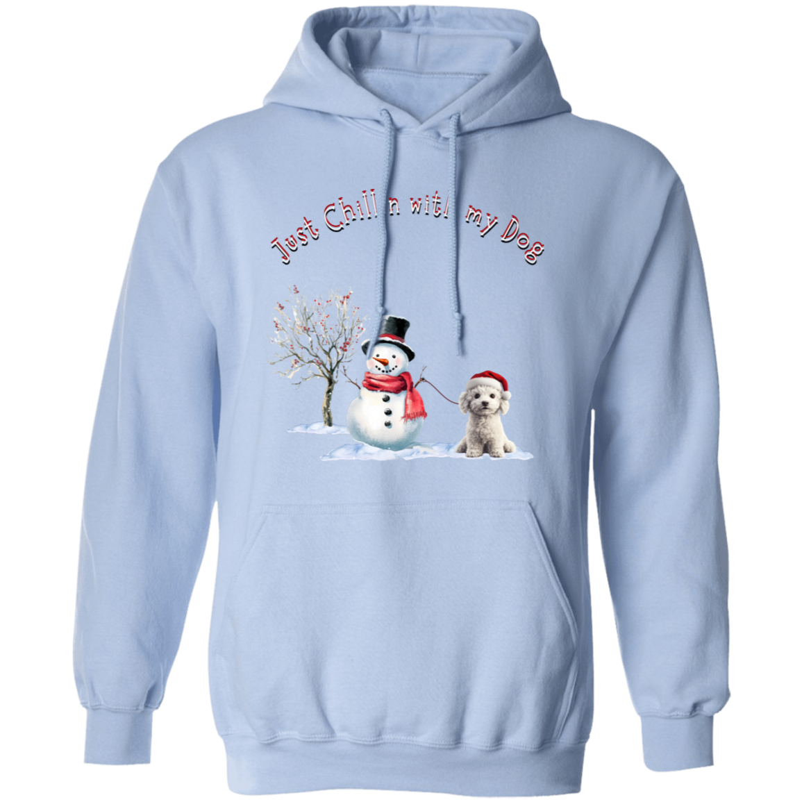 Just Chillin With my Dog Cute Snowman walking Dog, Ladies Cozy Pullover Hoodie