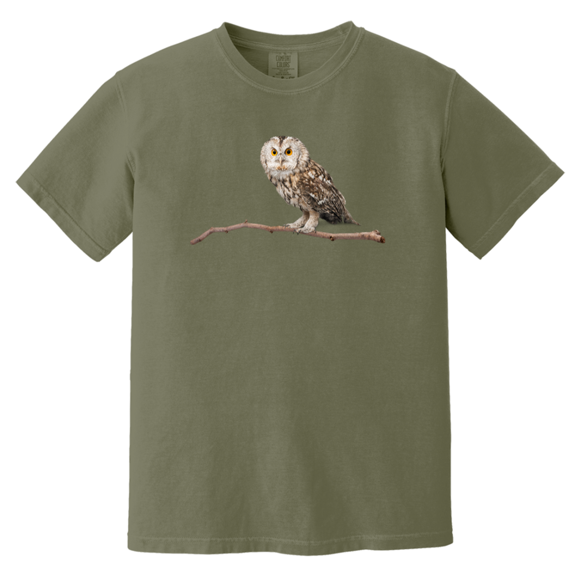 Owl on Branch Heavyweight Garment Dyed Comfort Colors Tshirts Fall Colors