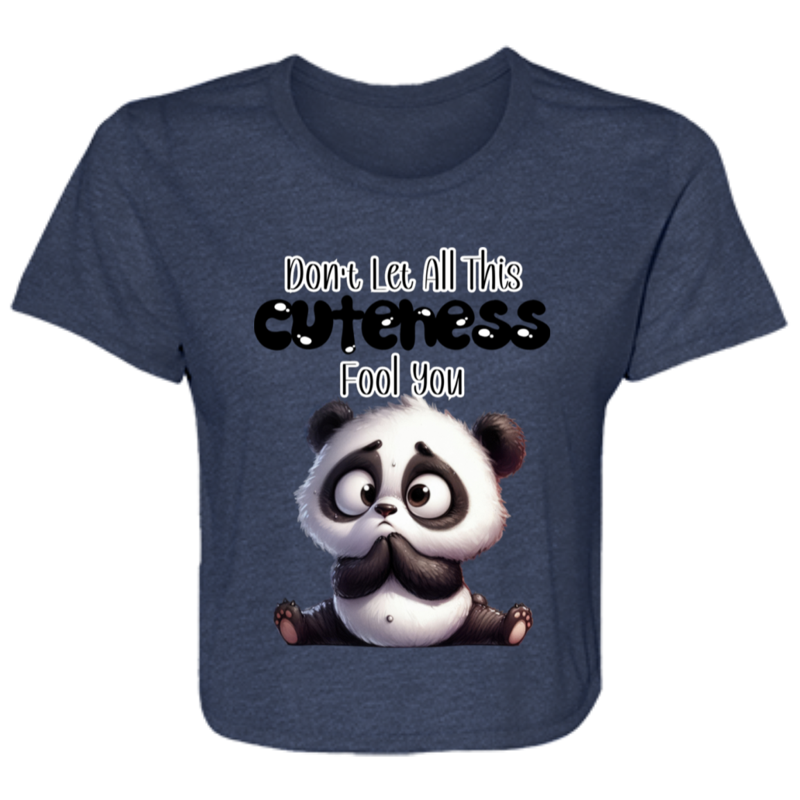 ADORABLE BABY PANDA CUTENESS LADIES FLOWY CROPPED TEE
