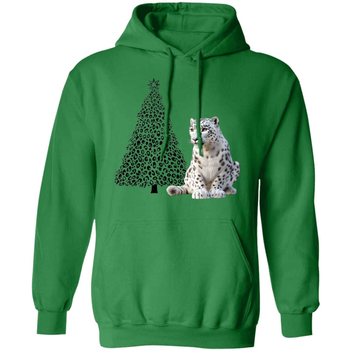 Leopard Print Christmas Tree with Snow Leopard CheetahPrint Ladies Cozy  Hoodie