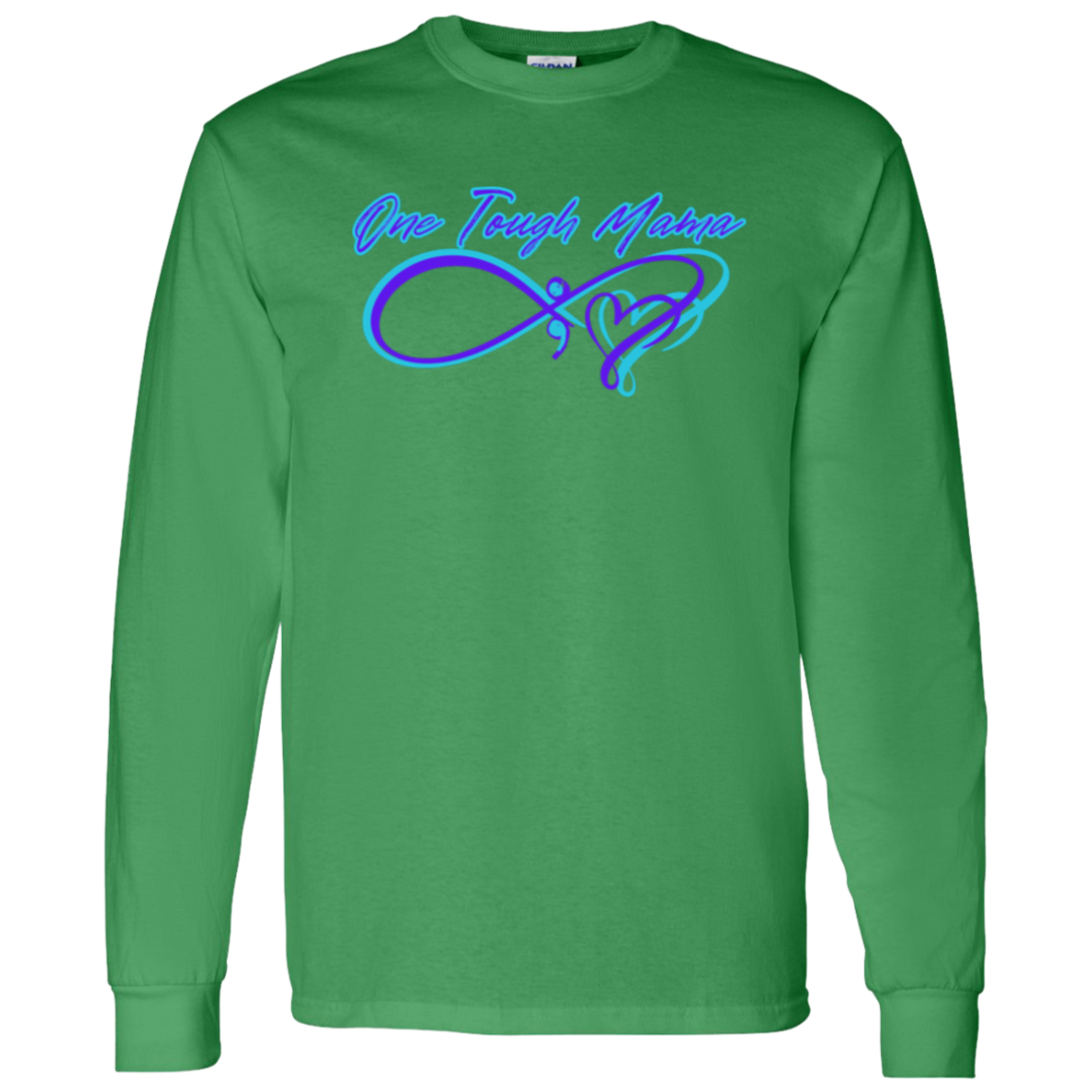 ONE TOUGH MAMA NEON BLUE LOGO SOFT L/S TSHIRT
