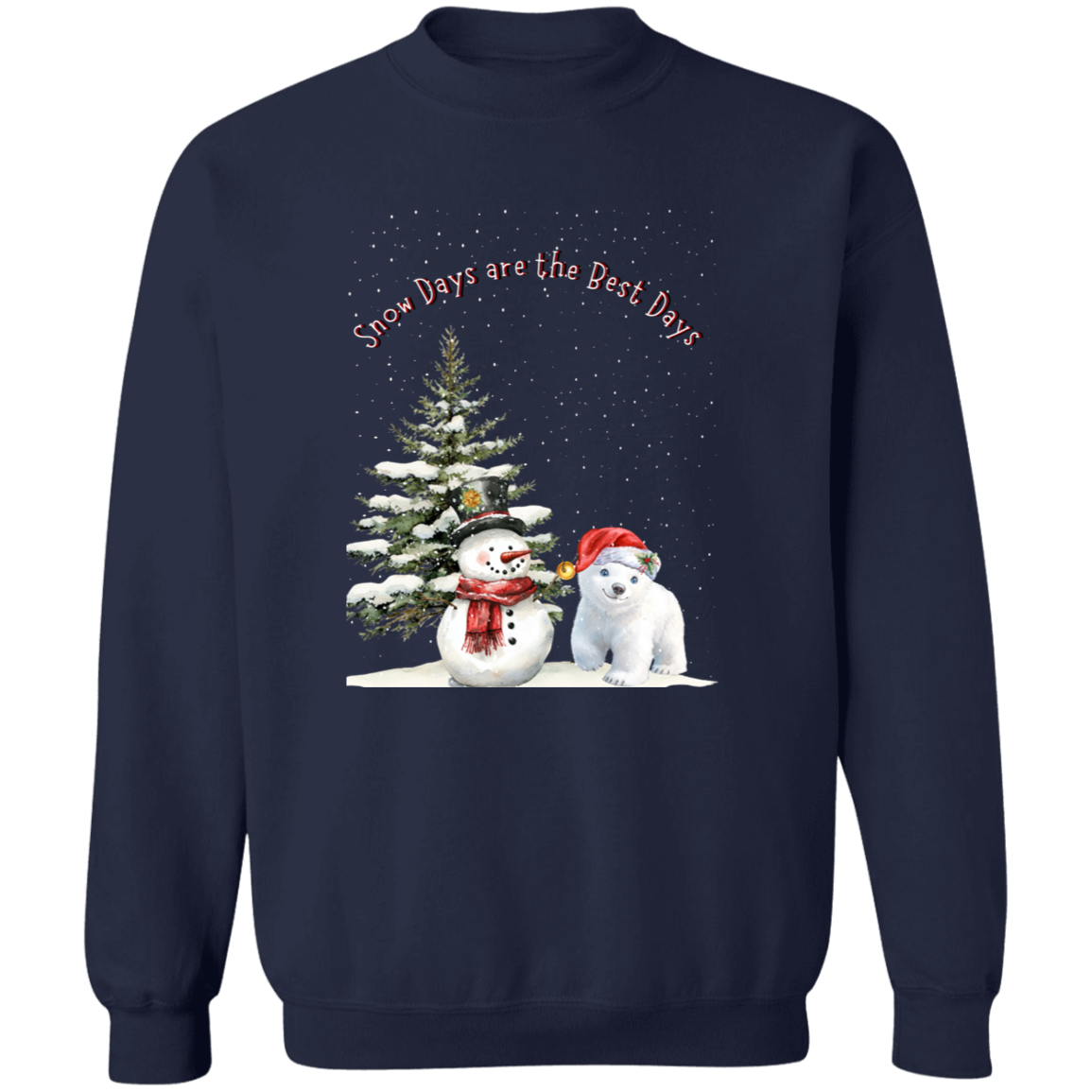 Snow Days Cute Jolly Snowman With Bear Cub Ladies Cozy Sweatshirt