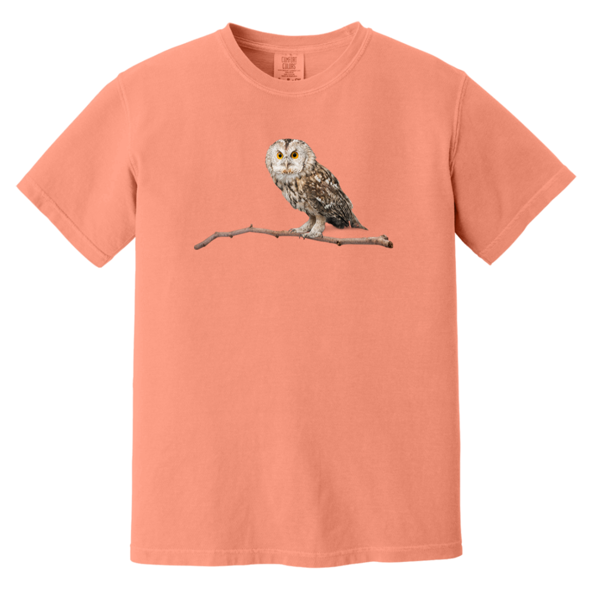 Owl on Branch Heavyweight Garment Dyed Comfort Colors Tshirts Fall Colors