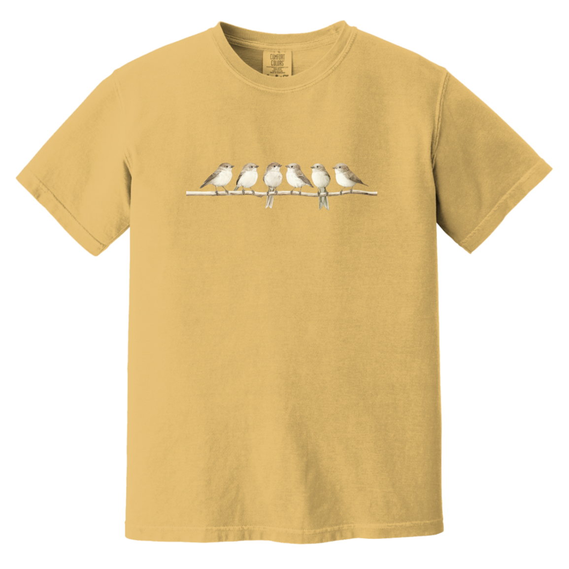 Cute Neutral Birds on Branch Fall Heavyweight Garment-Dyed Comfort Colors T-Shirt