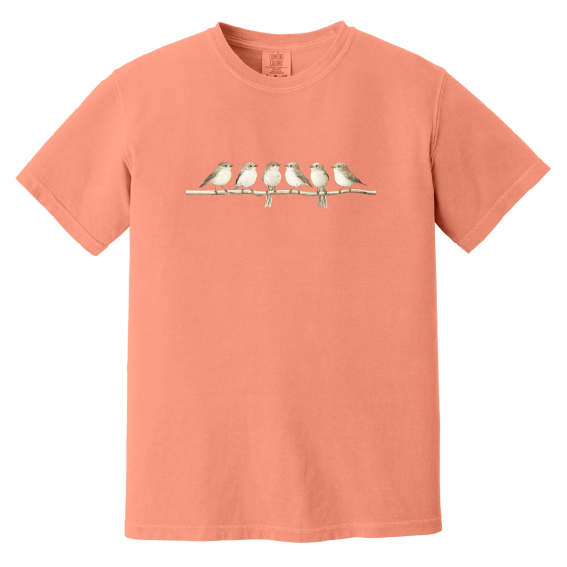 Cute Neutral Birds on Branch Fall Heavyweight Garment-Dyed Comfort Colors T-Shirt