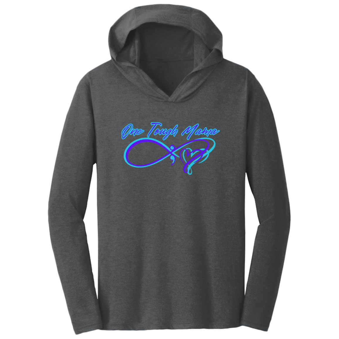 ONE TOUGH MAMA NEON BLUE SOFT L/S HOODED TEE