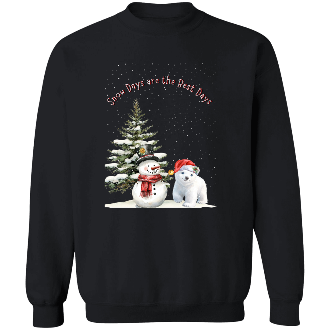 Snow Days Cute Jolly Snowman With Bear Cub Ladies Cozy Sweatshirt