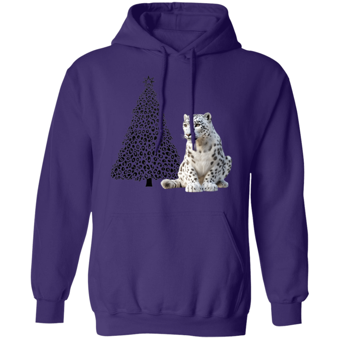 Leopard Print Christmas Tree with Snow Leopard CheetahPrint Ladies Cozy  Hoodie