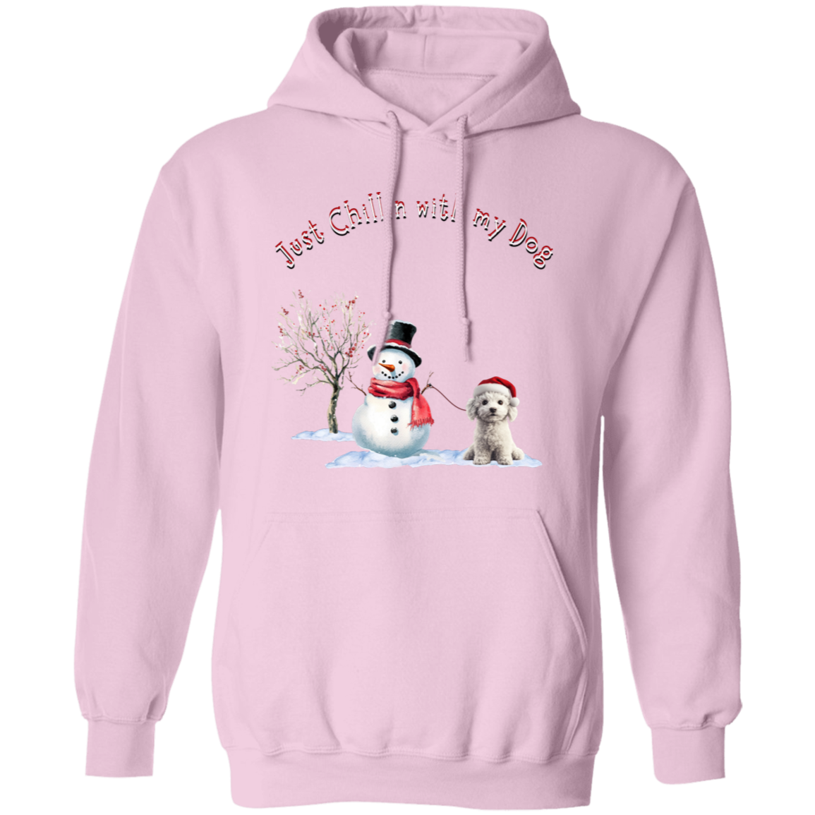 Just Chillin With my Dog Cute Snowman walking Dog, Ladies Cozy Pullover Hoodie
