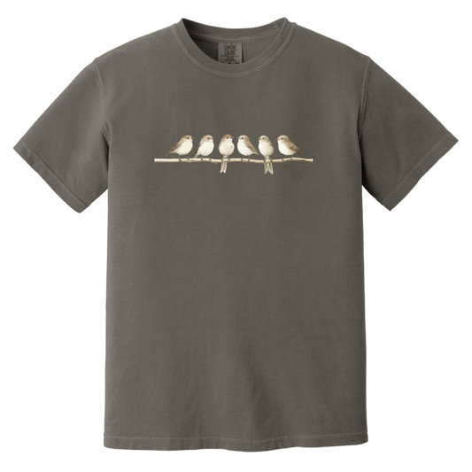 Cute Neutral Birds on Branch Fall Heavyweight Garment-Dyed Comfort Colors T-Shirt