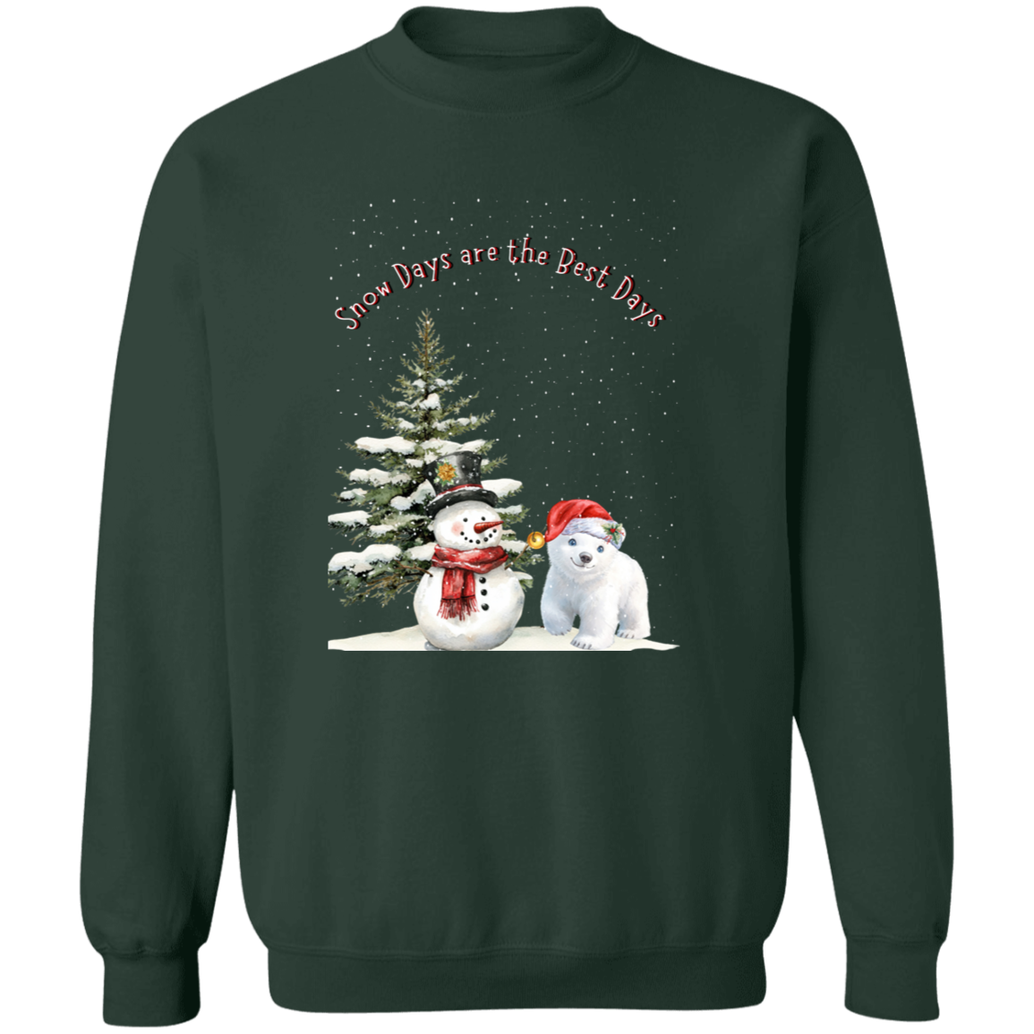 Snow Days Cute Jolly Snowman With Bear Cub Ladies Cozy Sweatshirt