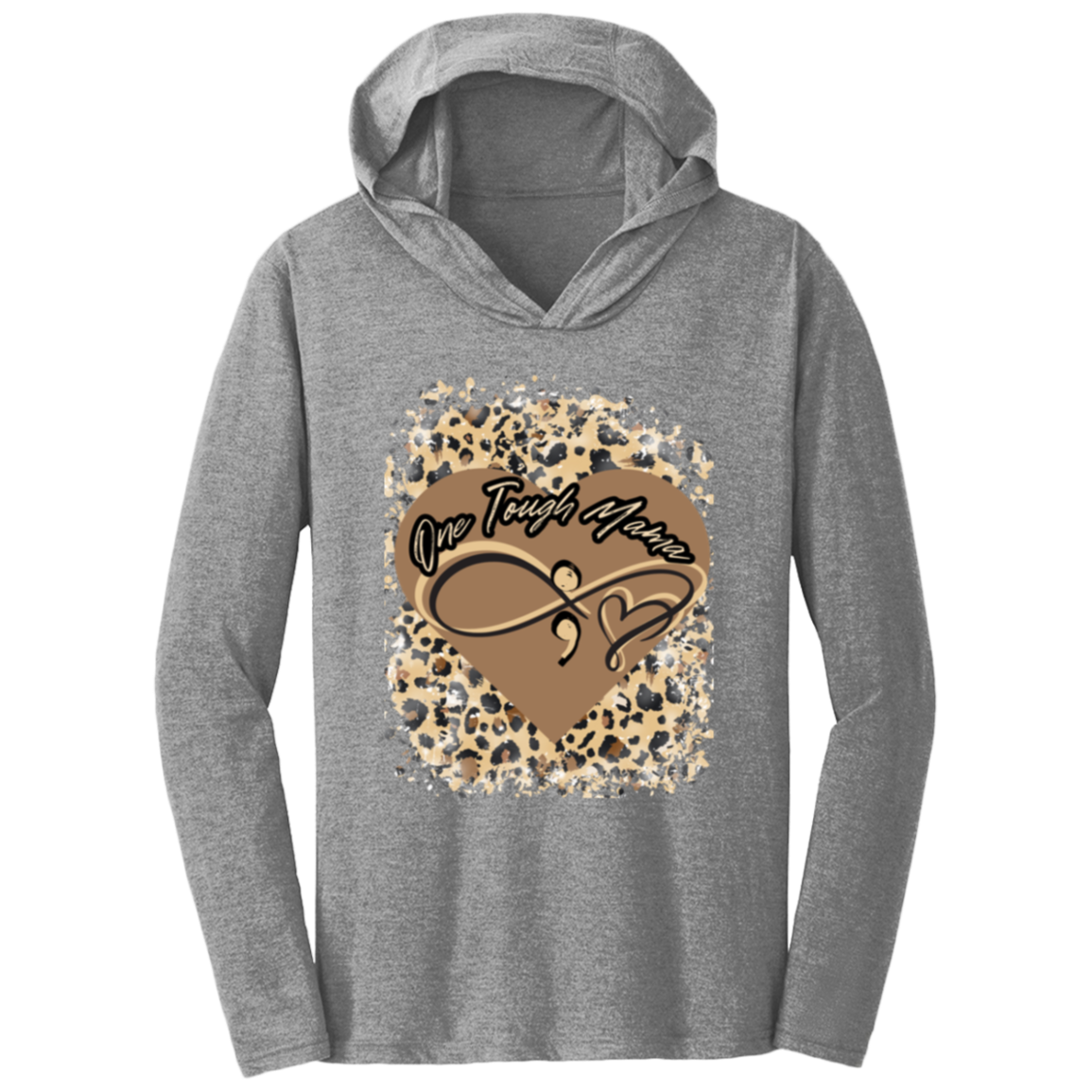 ONE TOUGH MAMA LEAPORD PRINT SOFT L/S HOODED LADIES TEE