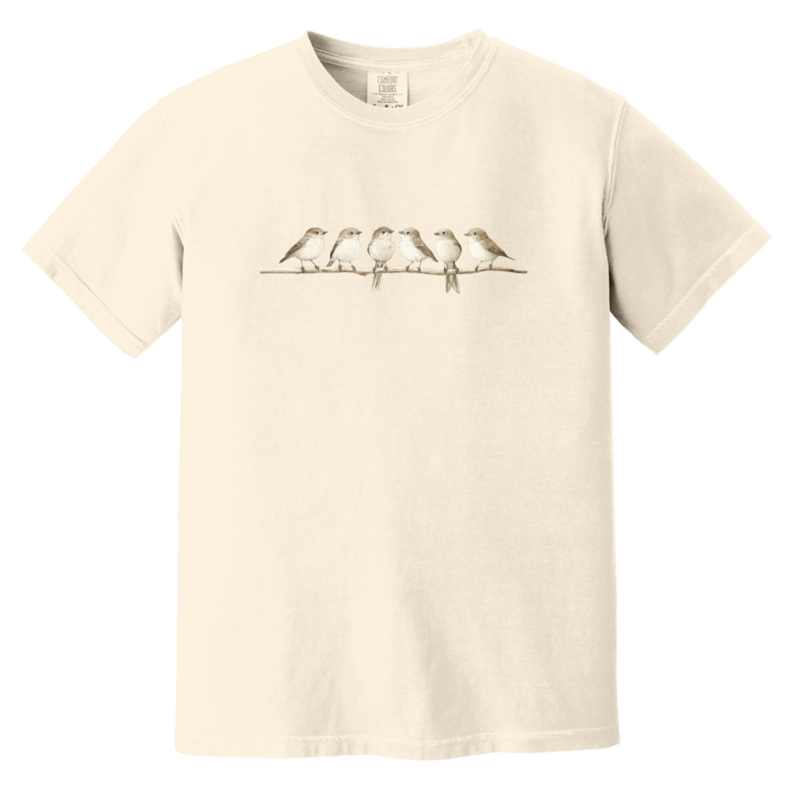 Cute Neutral Birds on Branch Fall Heavyweight Garment-Dyed Comfort Colors T-Shirt
