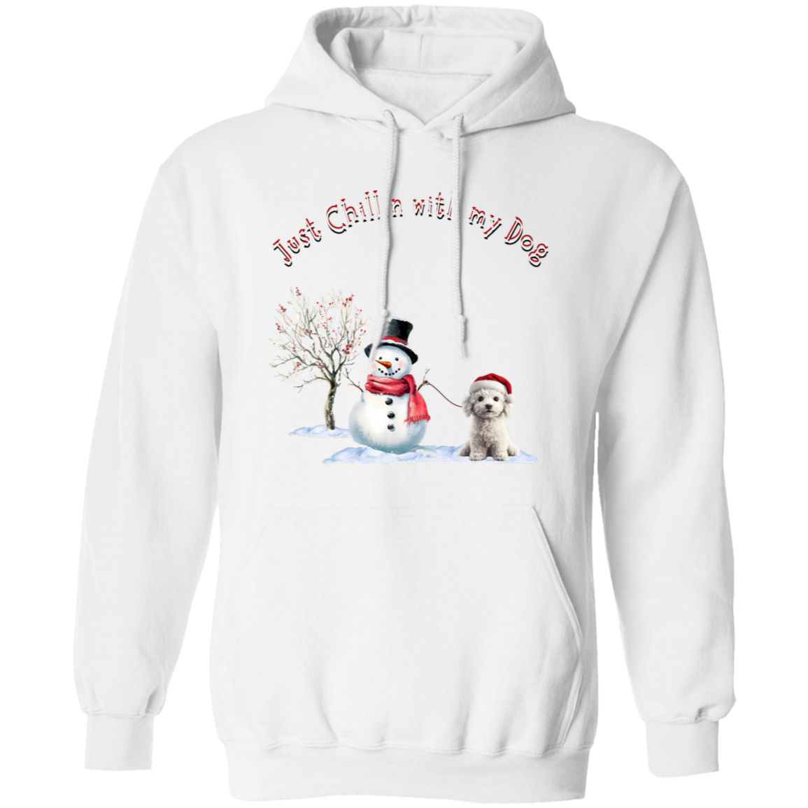 Just Chillin With my Dog Cute Snowman walking Dog, Ladies Cozy Pullover Hoodie